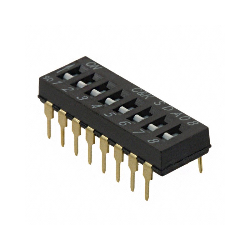 10 pcs : SDA08H0BD - SWITCH SLIDE DIP SPST 0.025A 24V