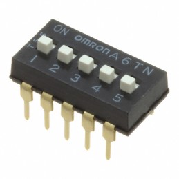 10 pcs : A6TN-5104 - SWITCH SLIDE DIP SPST 0.025A 24V