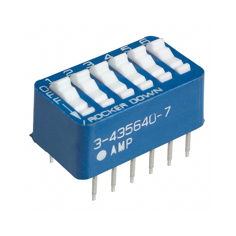 10 pcs : 3-5435640-7 - SWITCH ROCKER DIP SPST 0.06A 5V