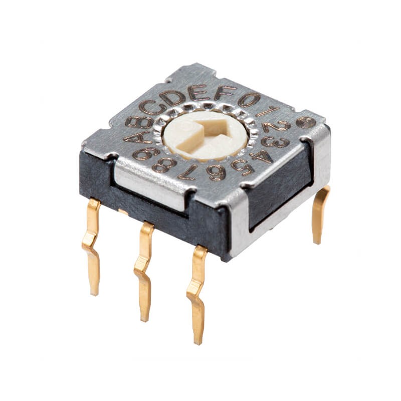 10 pcs : RDS-16S-7229-A-CR - SWITCH ROTARY DIP HEX 0.1A 50V