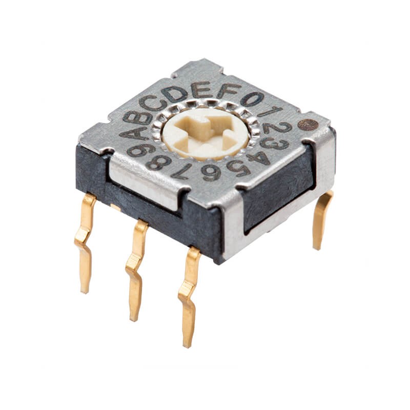 10 pcs : RDS-16S-7229-C-CR - SWITCH ROTARY DIP HEX 0.1A 50V