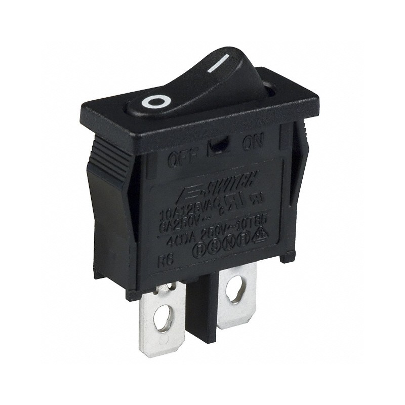 10 pcs : R6ABLKBLKFF - SWITCH ROCKER SPST 10A 125V