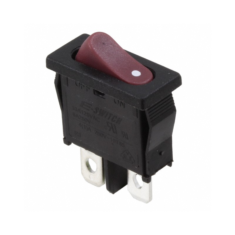 10 pcs : R6ABLKREDAF - SWITCH ROCKER SPST 10A 125V