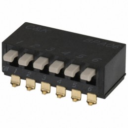 10 pcs : BPA06SBR - SWITCH PIANO DIP SPST 0.1A 5V