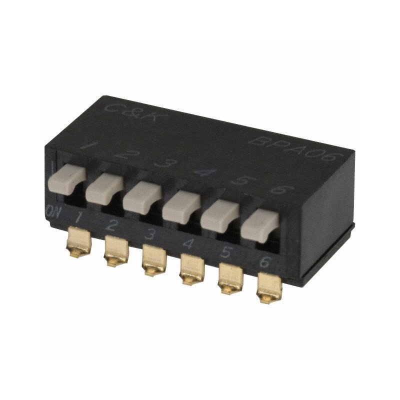 10 pcs : BPA06SBR - SWITCH PIANO DIP SPST 0.1A 5V