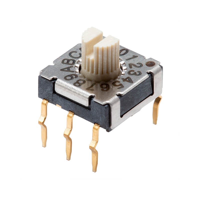 10 pcs : RDS-16S-7229-S-CR - SWITCH ROTARY DIP HEX 0.1A 50V