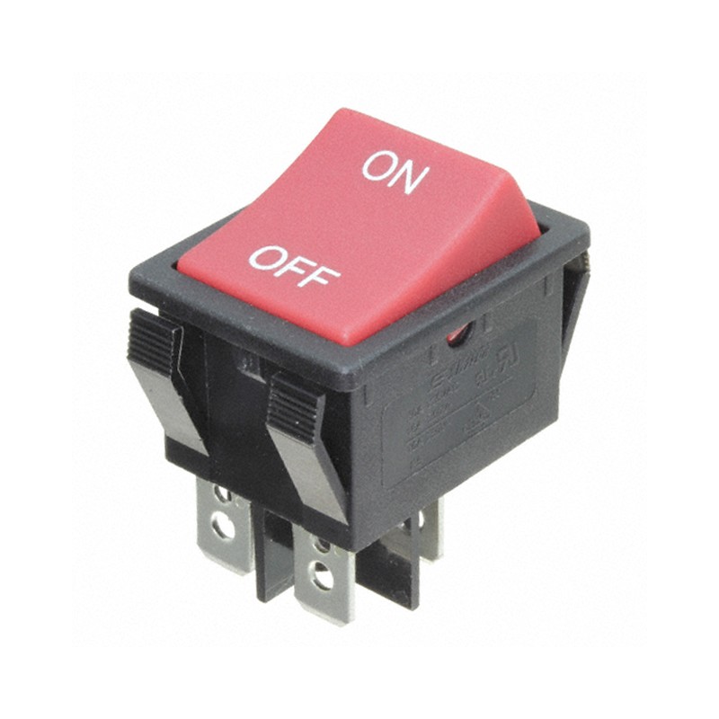 10 pcs : R5ABLKREDIF0 - SWITCH ROCKER DPST 20A 125V