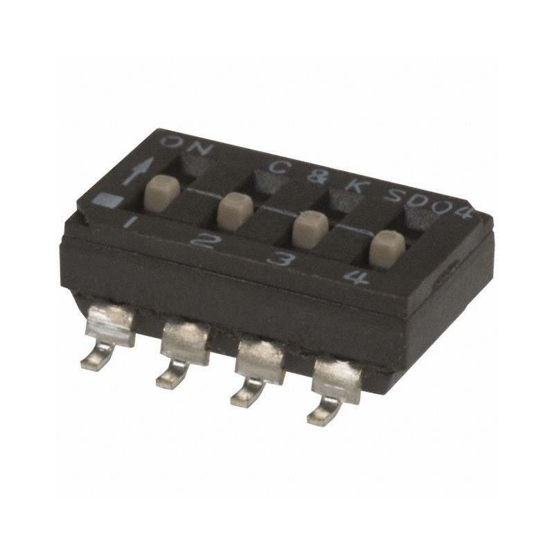 10 pcs : SD04H1SB - SWITCH SLIDE DIP SPST 0.1A 25V