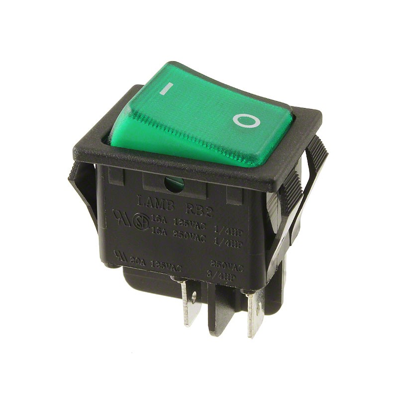 10 pcs : RB242D102R-137 - SWITCH ROCKER DPST 20A 125V