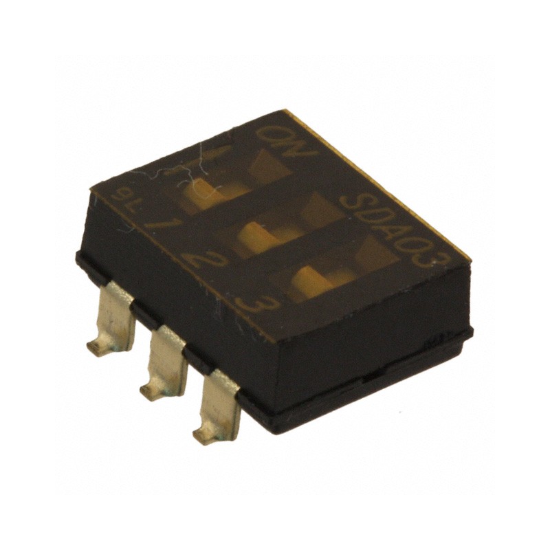 10 pcs : SDA03H0SB - SWITCH SLIDE DIP SPST 0.025A 24V