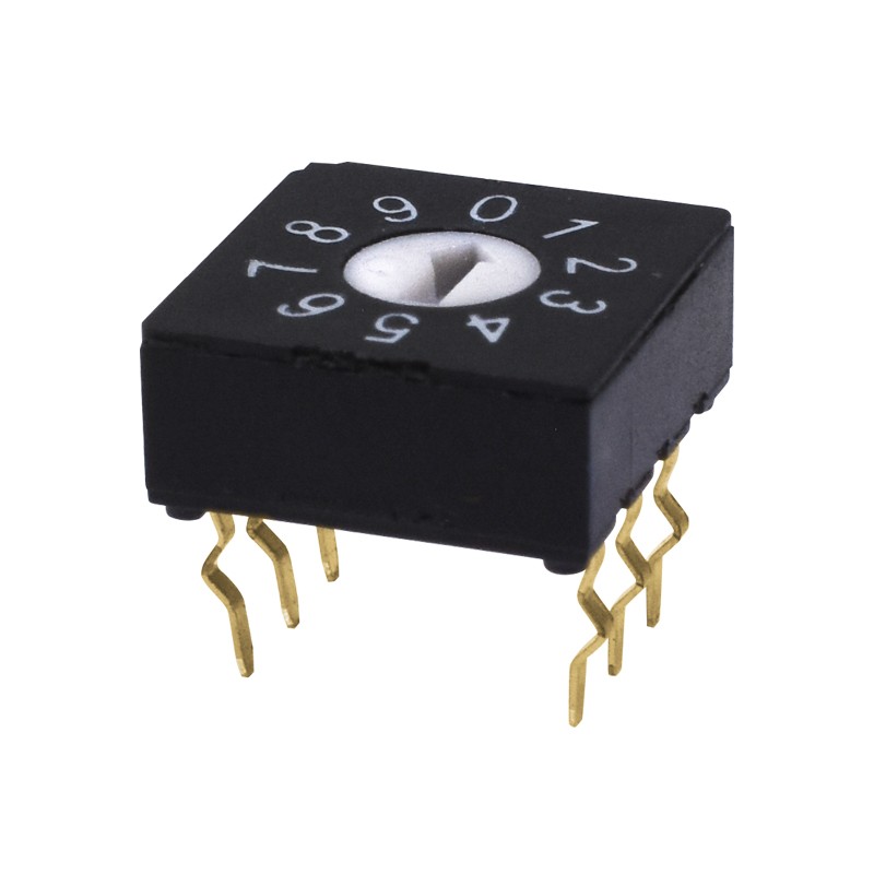 10 pcs : RDS-16S-1045-D - SWITCH ROTARY DIP HEX 0.025A 24V