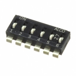 10 pcs : EDS06SNNNTR04Q - SWITCH SLIDE DIP SPST 0.025A 24V