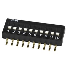 10 pcs : DS05-127-2-10BK-SMT-TR - SWITCH SLIDE DIP SPST 0.025A 24V