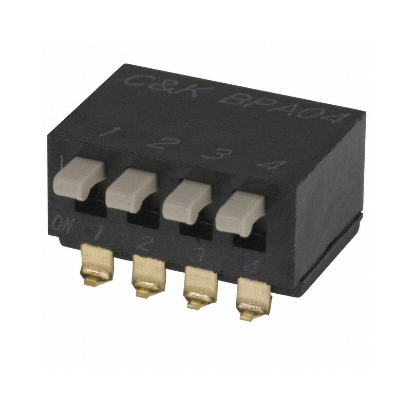 10 pcs : BPA04SBR - SWITCH PIANO DIP SPST 0.1A 5V