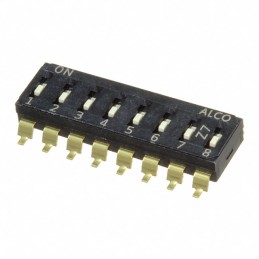 10 pcs : EDS08SGRNTR04Q - SWITCH SLIDE DIP SPST 0.025A 24V