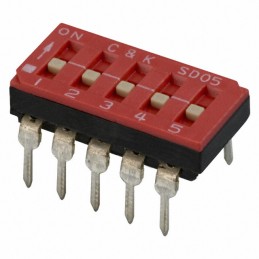 10 pcs : SD05H0B - SWITCH SLIDE DIP SPST 0.1A 25V