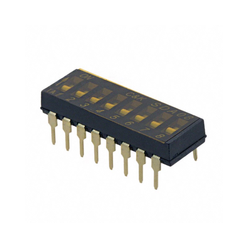 10 pcs : SDA08H0B - SWITCH SLIDE DIP SPST 0.025A 24V