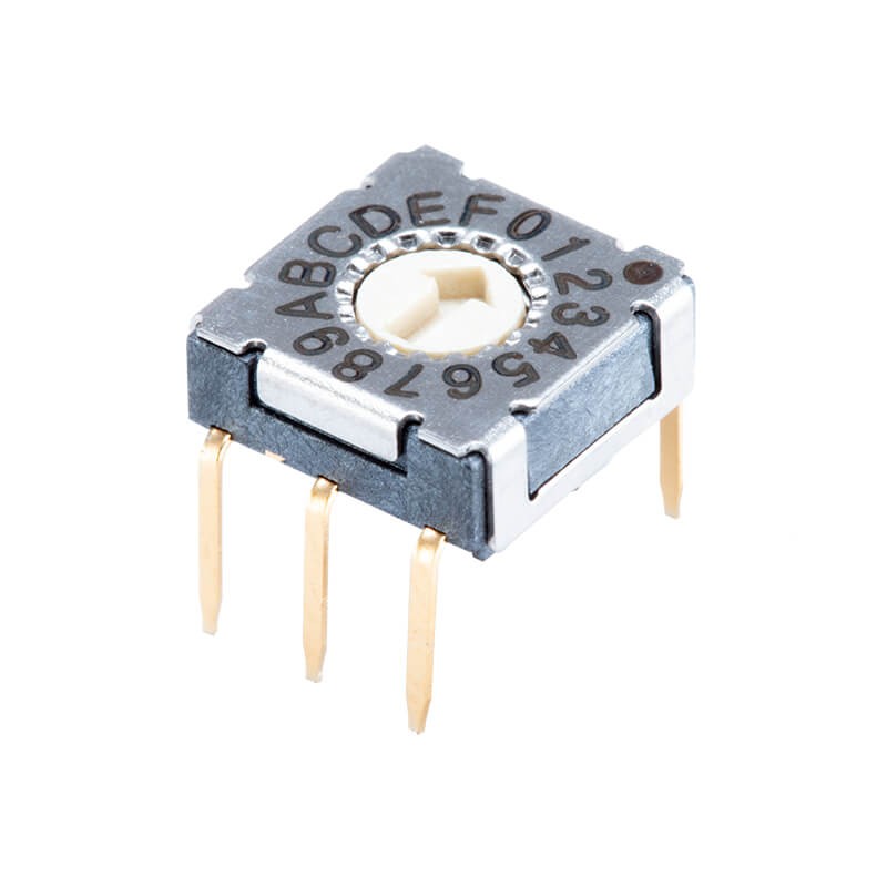 10 pcs : RDS-16S-7229-A-D - SWITCH ROTARY DIP HEX 0.1A 50V