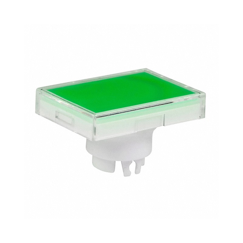 10 pcs : AT3006JF - CAP PUSHBUTTON RECT CLEAR/GREEN