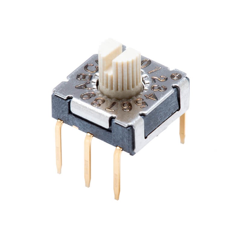 10 pcs : RDS-16S-7229-S-D - SWITCH ROTARY DIP HEX 0.1A 50V