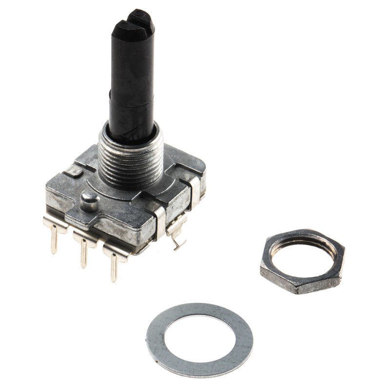 1 pcs - Alps Alpine 24 Pulse Incremental Mechanical Rotary Encoder with a 6 mm Flat Shaft, Through Hole