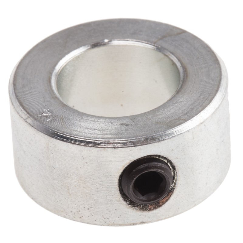 1 pcs - RS PRO Shaft Collar One Piece Set Screw, Bore 14mm, OD 25mm, W 12mm, Steel