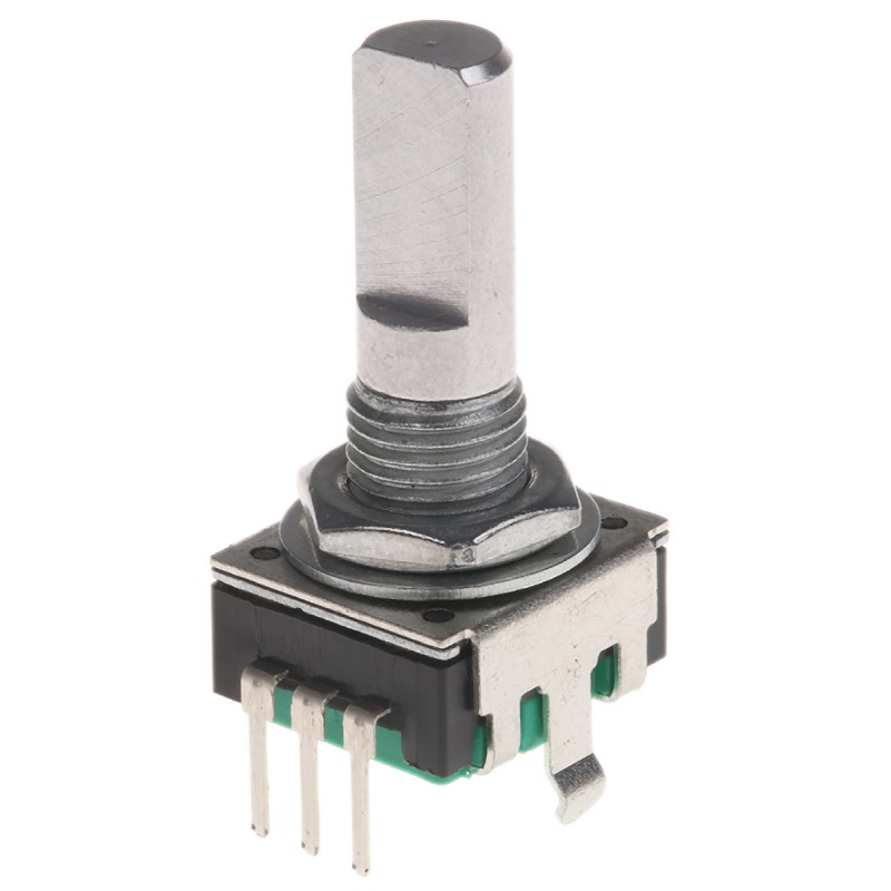 1 pcs - Bourns 24 Pulse Incremental Mechanical Rotary Encoder with a 6 mm Flat Shaft (Not Indexed), Through Hole