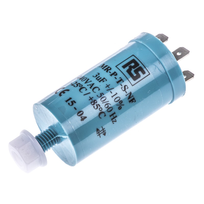 1 pcs - RS PRO Polypropylene Film Capacitor, 440V ac, ±10%, 3μF, Screw Mount