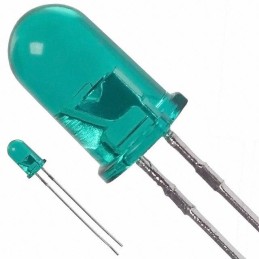 10 pcs : HLMP-3519 - LED GREEN CLEAR T-1 3/4 T/H