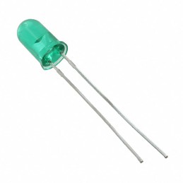 10 pcs : HLMP-3519-F0002 - LED GREEN CLEAR T-1 3/4 T/H