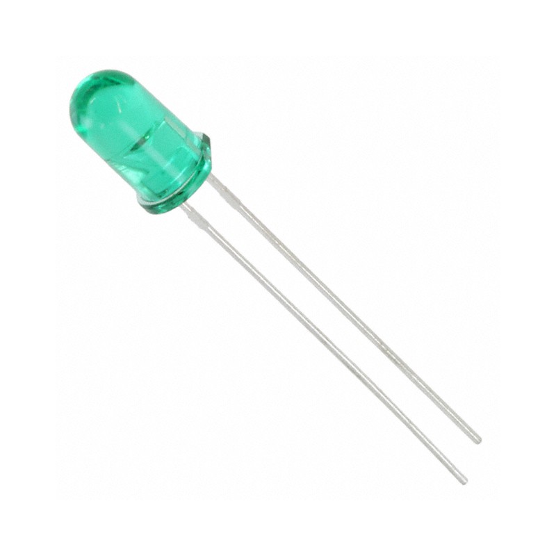 10 pcs : 5219251F - LED GREEN CLEAR 5MM T/H