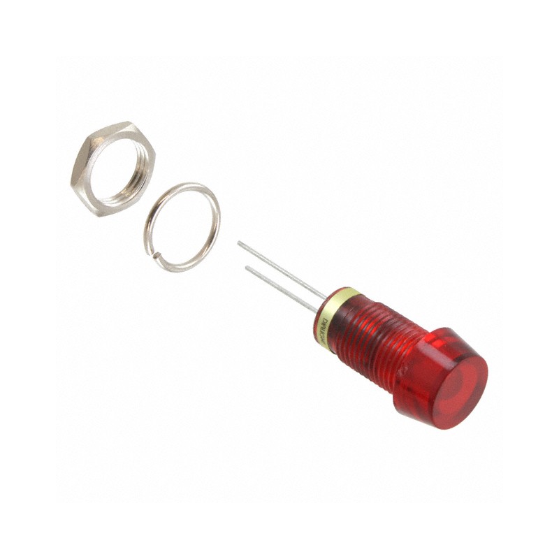 10 pcs : 6083131110F - LED PNL IND 8MM RED LOCKWASH/NUT