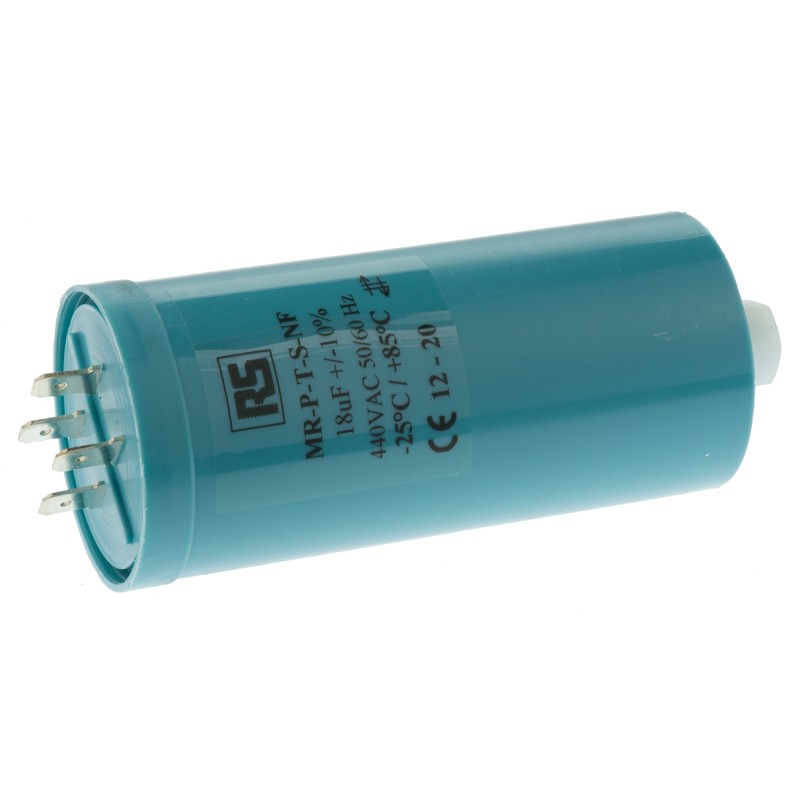 1 pcs - RS PRO Polypropylene Film Capacitor, 440V ac, ±10%, 18μF, Screw Mount