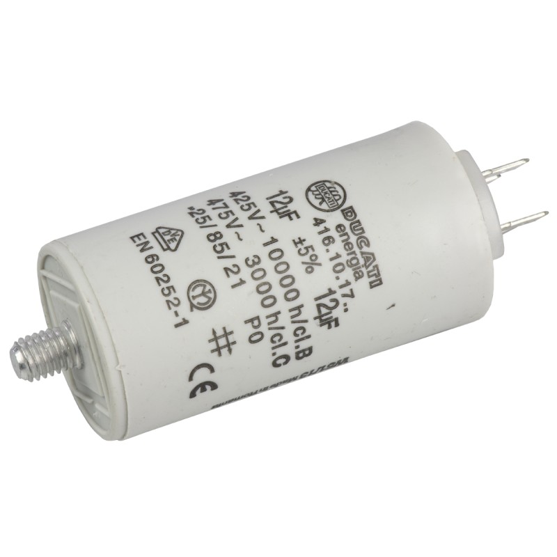 1 pcs - Ducati Energia 4.16.10 Polypropylene Film Capacitor, 450V ac, ±5%, 12μF, Stud Mount