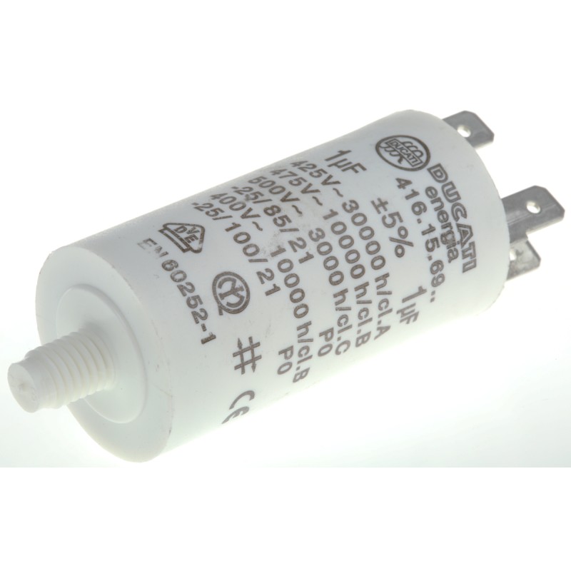 1 pcs - Ducati Energia 4.16.15 Polypropylene Film Capacitor, 500V ac, ±5%, 1μF, Stud Mount