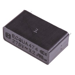 100 pcs - Panasonic ECQUA Metallised Polypropylene Film Capacitor, 275V ac, ±20%, 470nF, Through Hole