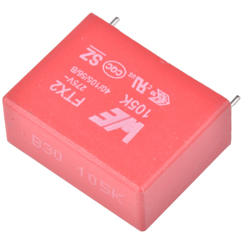 2 pcs - Wurth Elektronik WCAP-FTX2 Polypropylene Capacitor PP, 275V ac, ±10%, 1μF, Through Hole