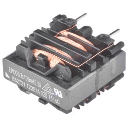 3 pcs - EPCOS 100 mH -30 - +50% Ferrite Power Line Choke, Max SRF:10kHz, 300mA Idc, 6.6Ω Rdc 250 V ac, B82731T