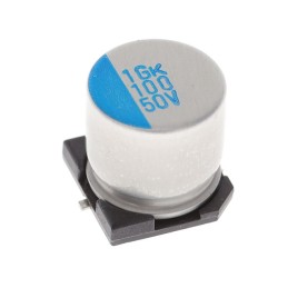 10 pcs : HVK-50V101MH10E-R2 - CAP ALUM HYB 100UF 20% 50V SMD