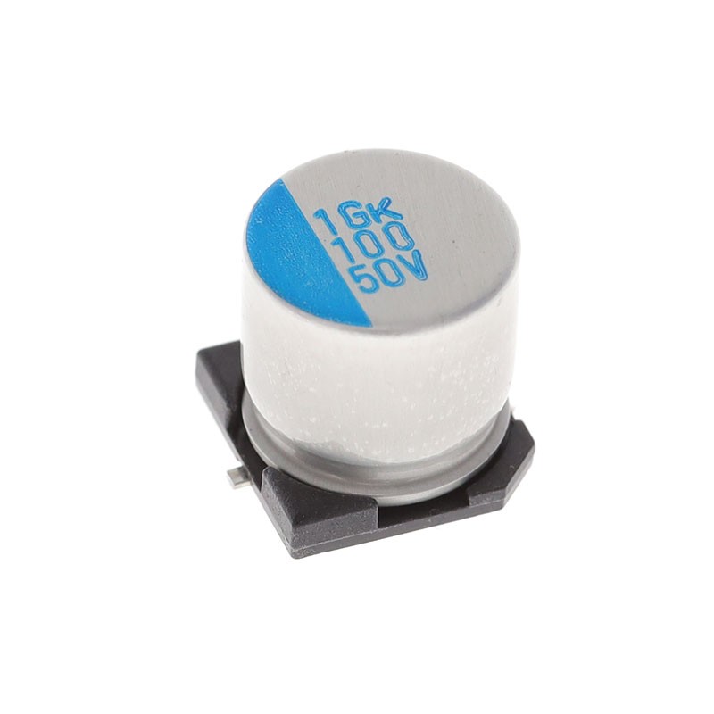 10 pcs : HVK-50V101MH10E-R2 - CAP ALUM HYB 100UF 20% 50V SMD