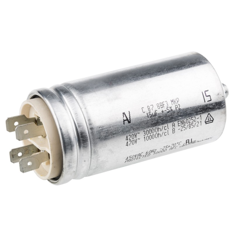 62 pcs - KEMET C87 Metallised Polypropylene Film Capacitor, 470V ac, ±5%, 15μF, Chassis Mount