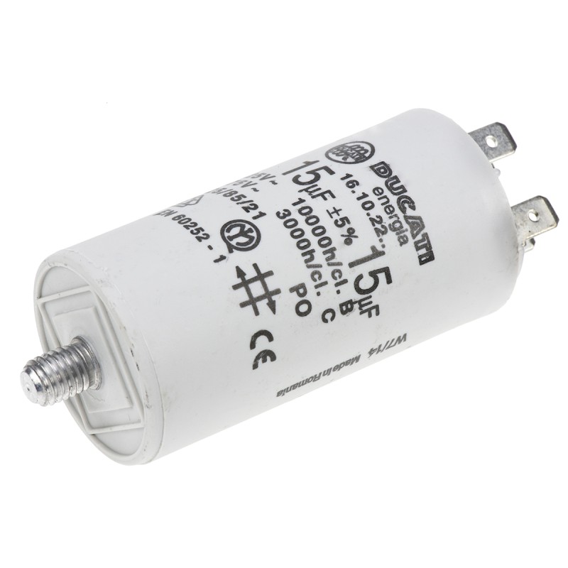 100 pcs - Ducati Energia 4.16.10 Polypropylene Film Capacitor, 450V ac, ±5%, 15μF, Stud Mount