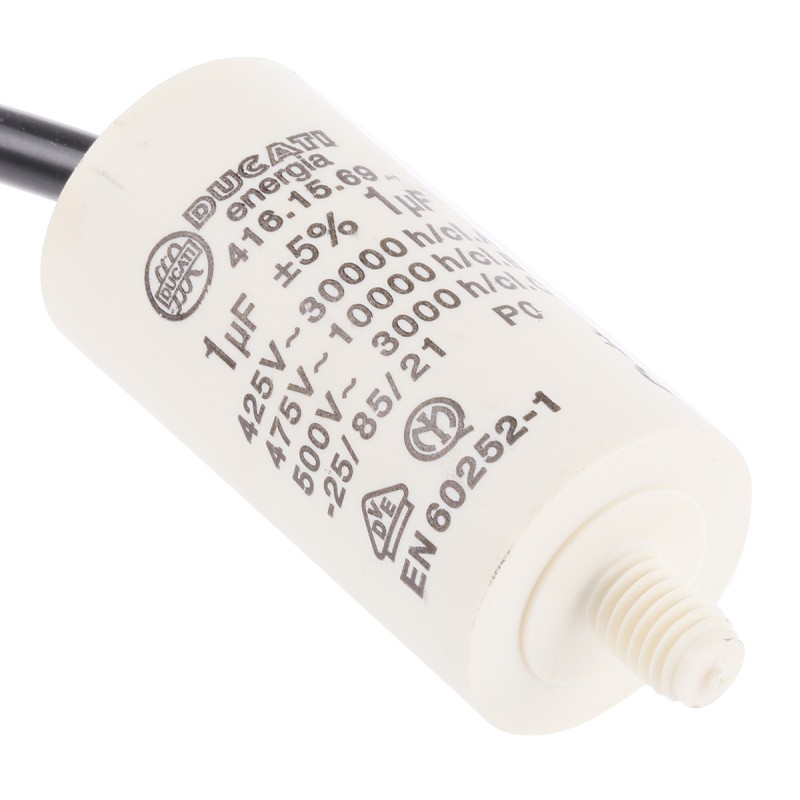 125 pcs - Ducati Energia 4.16.15 Polypropylene Film Capacitor, 400 - 500V ac, ±5%, 1μF, Stud Mount