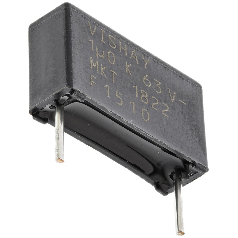 10 pcs - Vishay MKT 1822 Polyester Film Capacitor, 40 V ac, 63 V dc, ±10%, 1μF, Through Hole
