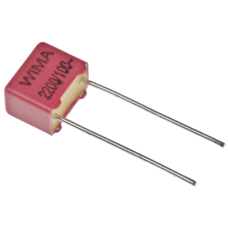 10 pcs - WIMA FKP2 Polypropylene Film Capacitor, 63 V ac, 100 V dc, ±5%, 2.2nF, Through Hole