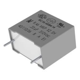 10 pcs - KEMET R46 Polypropylene Film Capacitor, 310V ac, ±10%, 1μF, Through Hole