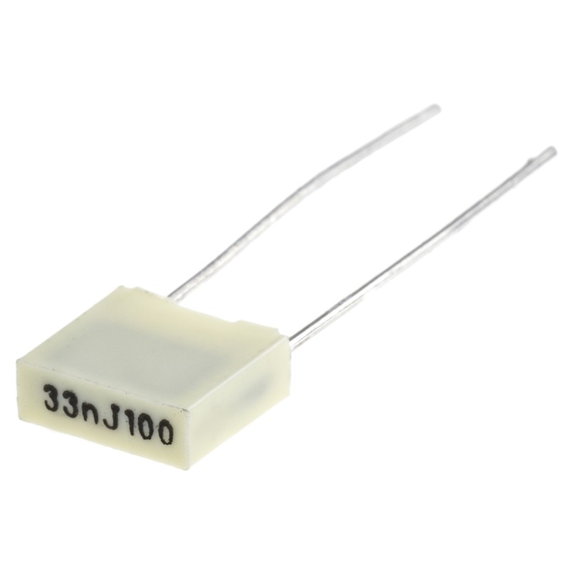 10 pcs - KEMET R82 Polyester Film Capacitor, 63 V ac, 100 V dc, ±5%, 33nF, Through Hole