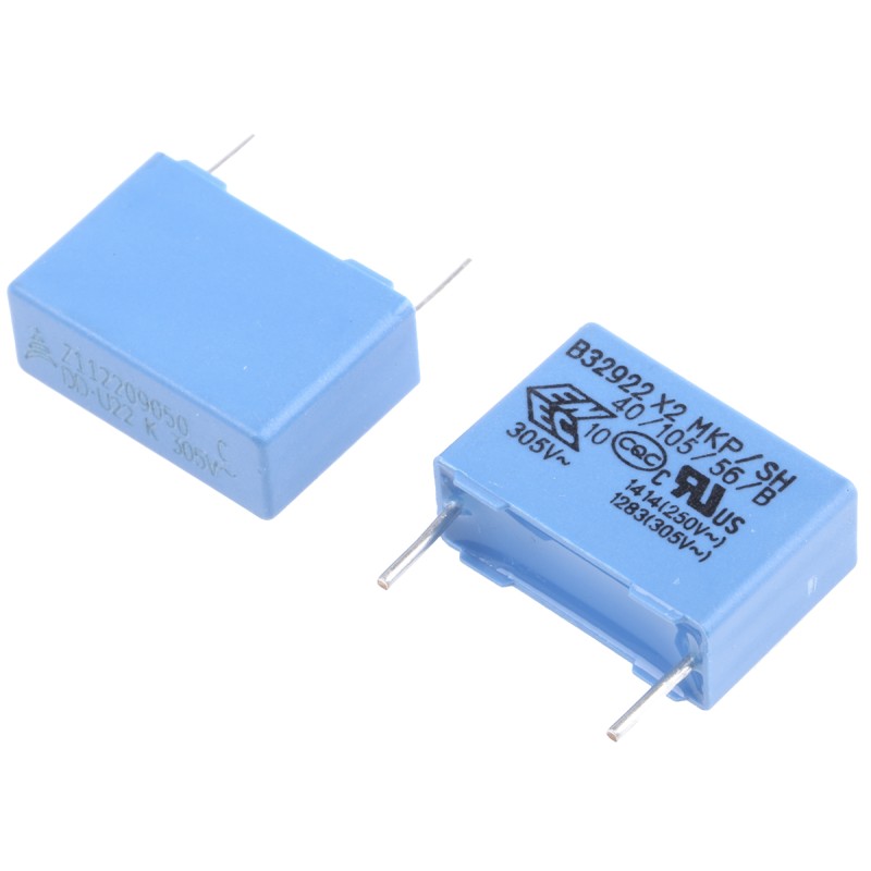 10 pcs - EPCOS B32922C Polypropylene Film Capacitor, 305V ac, ±10%, 220nF, Through Hole