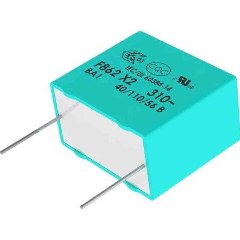 10 pcs - KEMET F862 Metallised Polypropylene Film Capacitor, 310V ac, 10%, 100nF, Through Hole