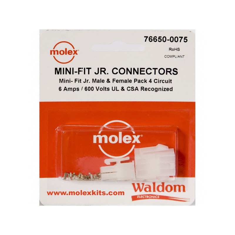 10 pcs : 0766500075 - KIT CONN MINI-FIT JR 4 CIRCUITS